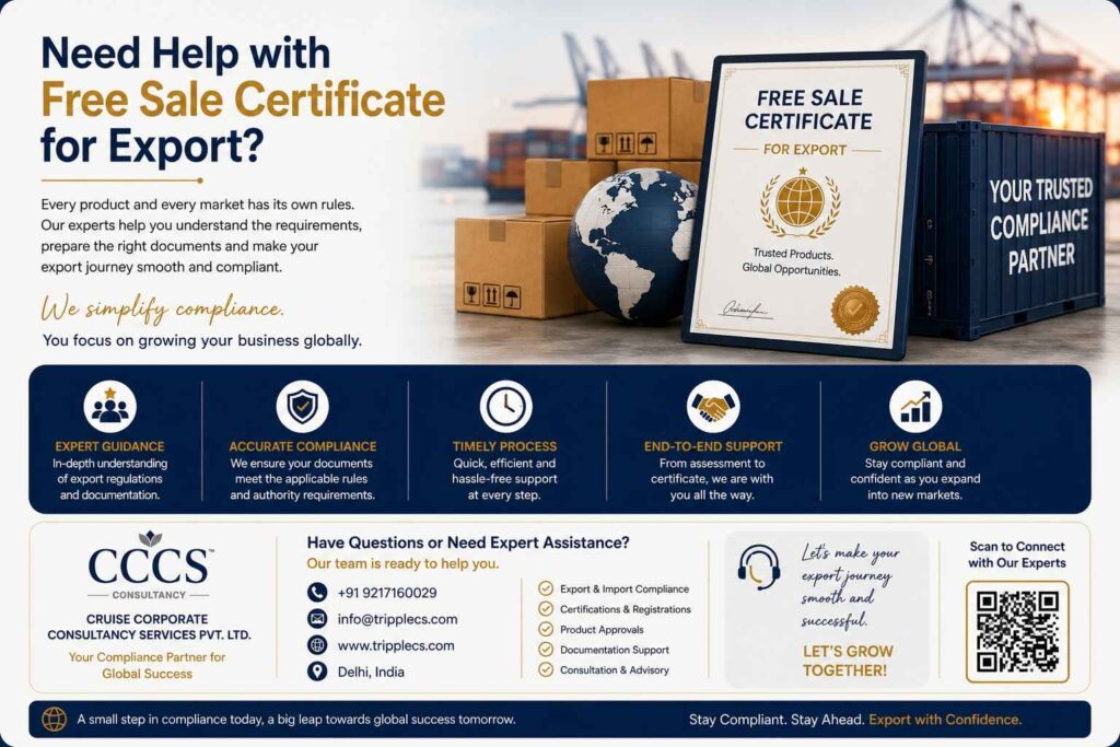 Free Sale Certificate for Export