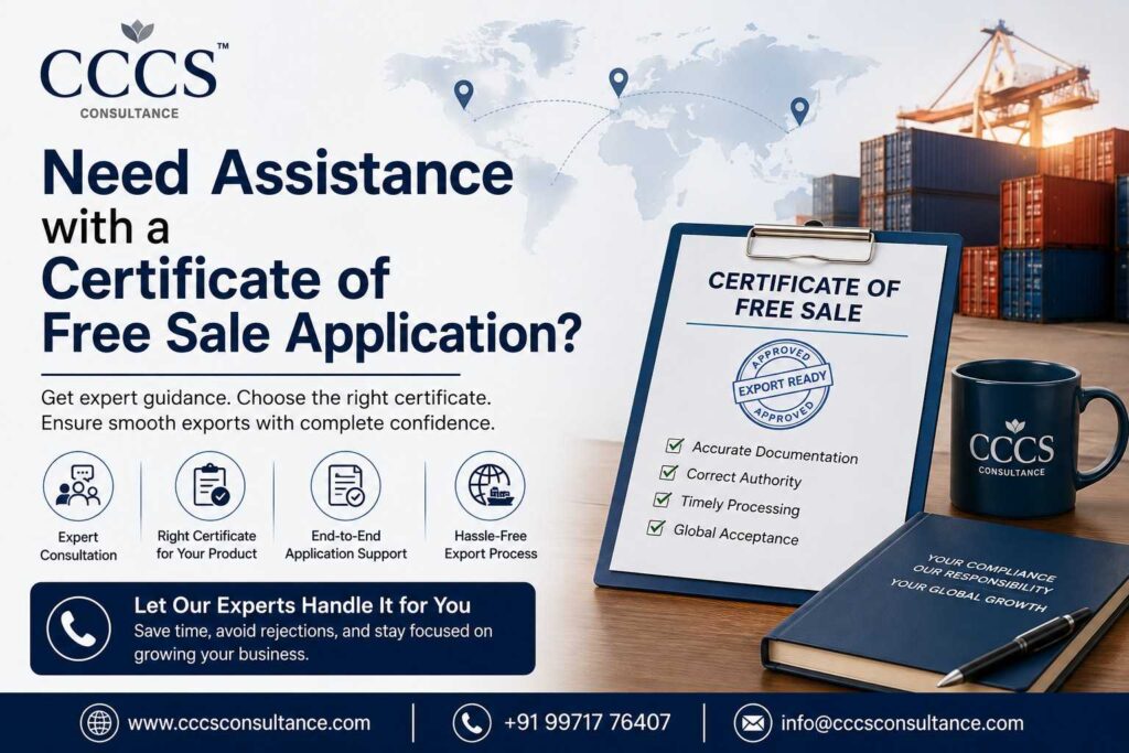 Need Assistance with a Certificate of Free Sale Application