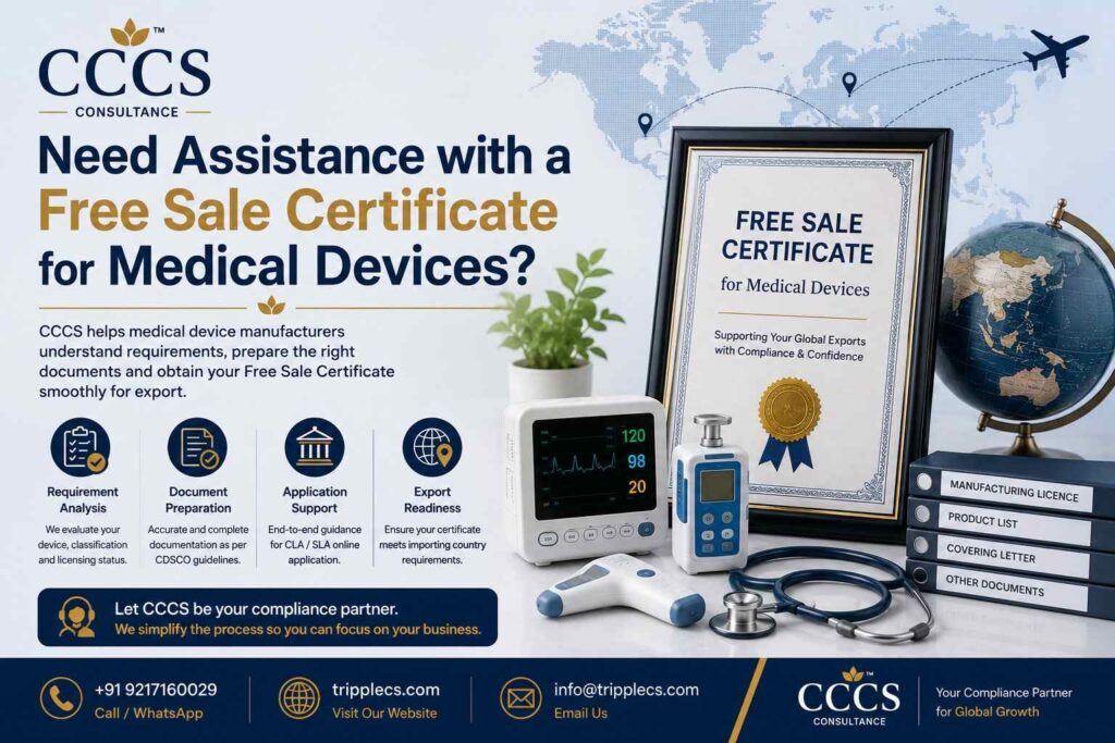 Need Assistance with a Free Sale Certificate for Medical Devices